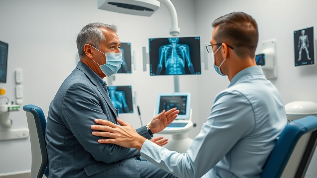 Patient receiving in-office X-ray imaging at an orthopedic clinic