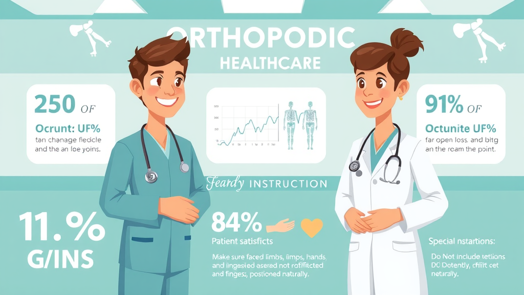 Infographic showing orthopedic statistics and patient satisfaction related to compassionate orthopedic care