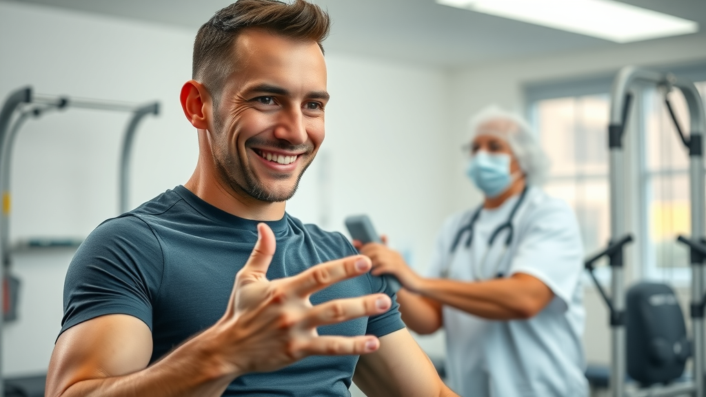 Athlete undergoing compassionate orthopedic care in sports medicine clinic during physical therapy