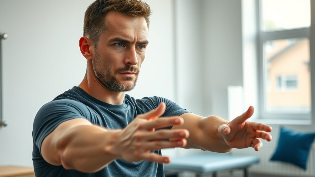 Athlete performing rehabilitation exercises during in-office physical therapy part of orthopedic in-office services