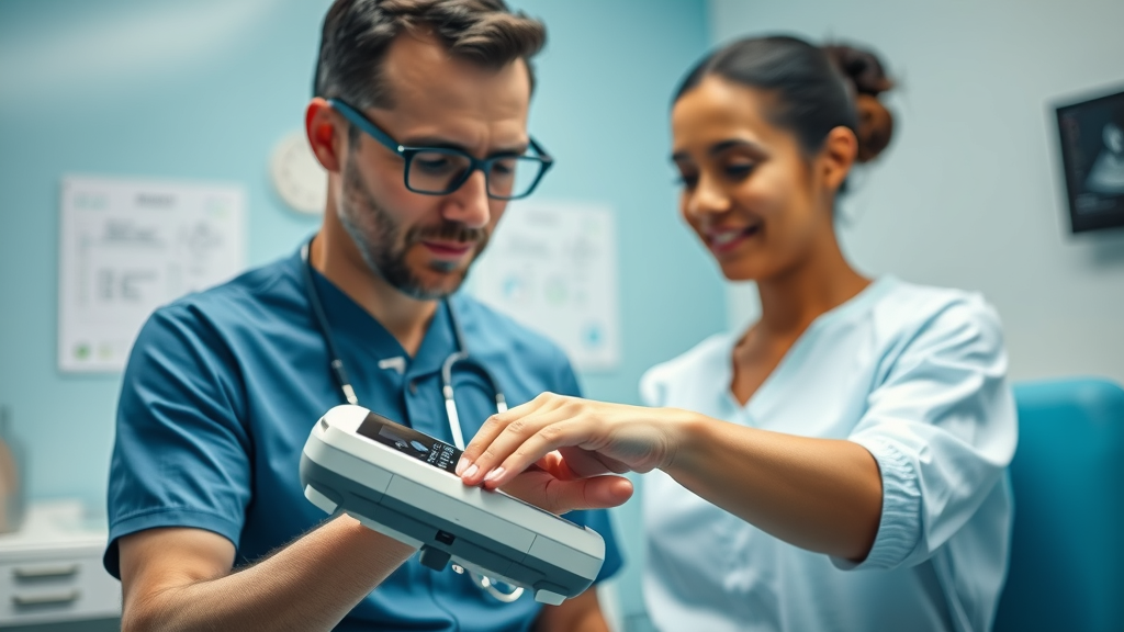 Orthopedic technician using ultrasound on a patient