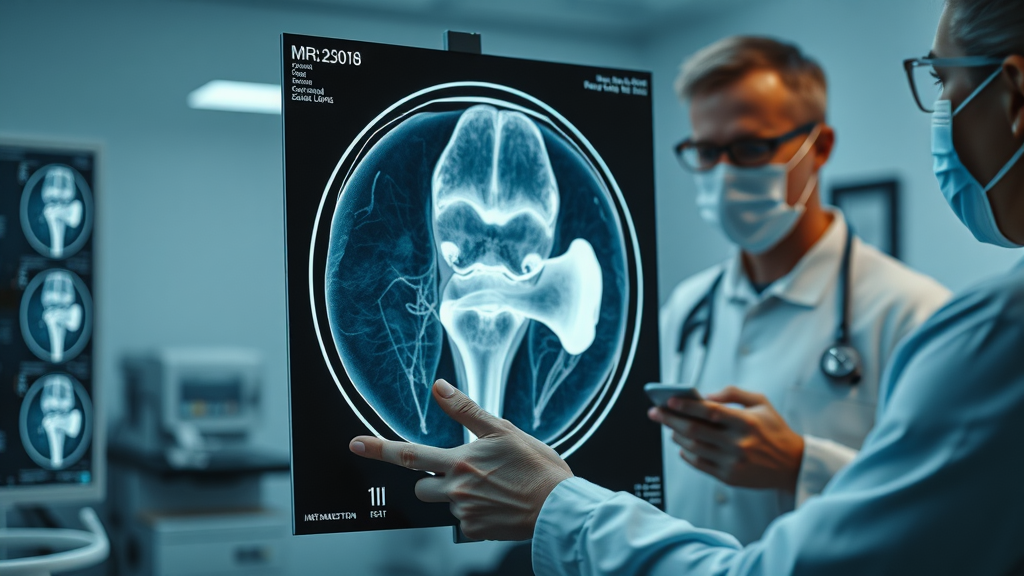 High-resolution MRI scan of knee joint used in in-office orthopedic imaging