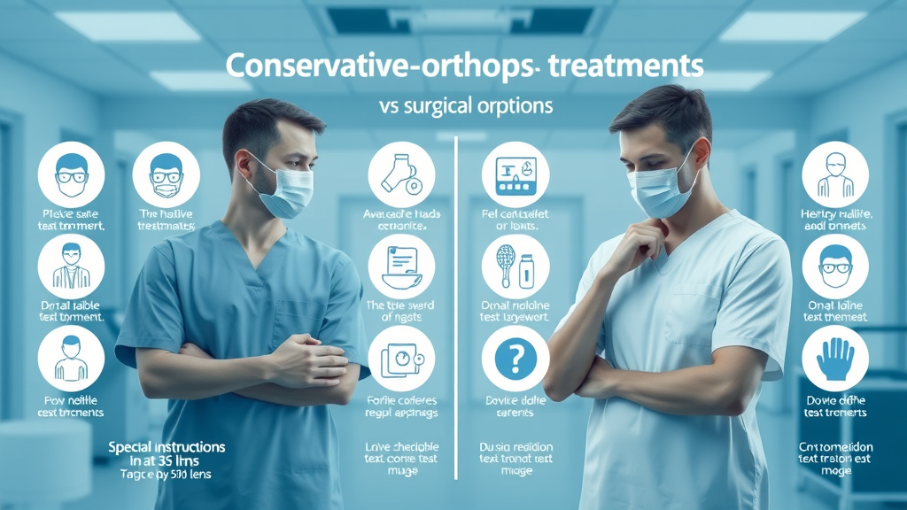 Conservative orthopedic treatment infographic comparing non-surgical versus surgical orthopedic options
