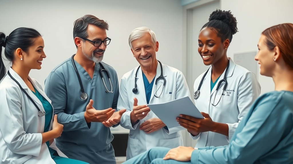 Orthopedic team consulting with patient at in-office minor orthopedic procedures