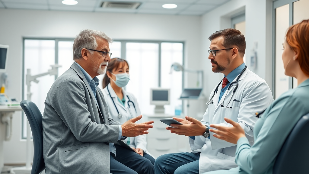 Patients consulting with doctors in a modern orthopedic clinic enabled by insurance partnerships